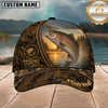 Maxcorners Fishing Rustic Brown Camo Sunset Lake Customized Name 3D Cap