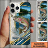 Maxcorners Lakeside Splash Geometric Stripes Custom Name Fishing Phone Case
