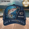 Maxcorners Fishing Deep Blue Water Splash Get Hooked Customized Name 3D Cap