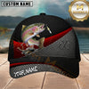 Maxcorners Fishing Neon Ocean Black Red Metal Mesh Customized Name 3D Cap
