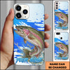Maxcorners Fishing Water Splash Blue Pop Art Personalized Name Phone Case (10 Fish Species)