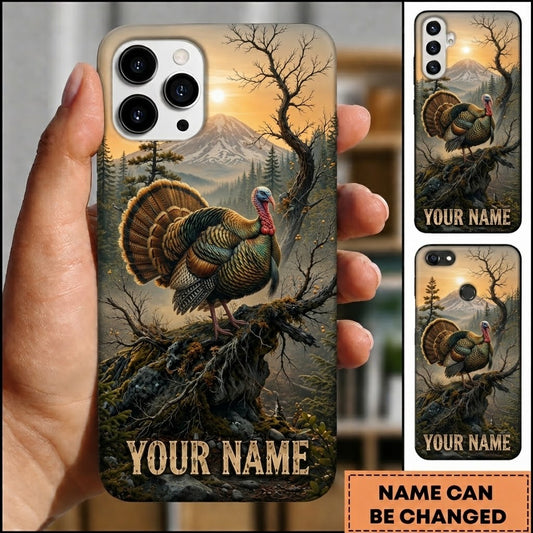 Maxcorners Hunting Wild Turkey Mountain Sunrise Forest Cliff Wilderness Art Customized Name Phone Case