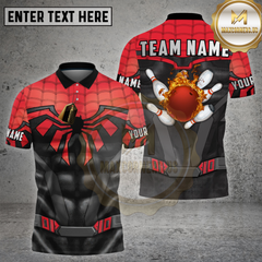 Maxcorners Bowling Superhero Spider Suit Flame Ball Strike Multi Options Personalized Name, Team Name 3D Shirt