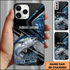 Maxcorners Fishing Blue Smoke Splash Tech Style Personalized Name Phone Case (10 Fish Species)