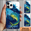 Maxcorners Fishing Blue Ocean Compass Star Pop Art Personalized Name Phone Case (10 Fish Species)