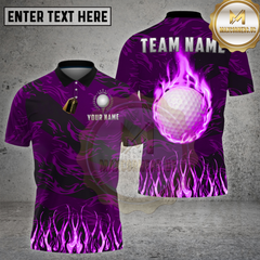Maxcorners Golf Flame Fireball Energy Design Multi Options Personalized Name, Team Name 3D Shirt