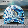 Maxcorners Fishing Blue White Seawwave American Flag Pattern Sport Pattern Personalized Name 3D Cap (11 Breeds)