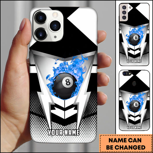 Maxcorners Flaming 8 Ball Sport Lightning Geometric Style Multicolor Options Personalized Name 3D Phonecase