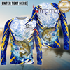 Maxcorners Fishing Water Splash Lightning Pattern Personalized Name, Team Name Long Sleeve Shirt (9 Breeds)