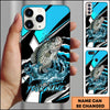 Maxcorners Fishing Blue Black Geometric Lightning Splash Personalized Name Phone Case (10 Fish Species)