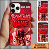 Maxcorners Bowling Phone Case Neon Bowling Ball And Pins Cartoon Party Style Personalized Name Phone Case | Red