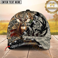 Maxcorners Deer Hunting American Flag Tactical Personalized Name Cap (6 Colors)