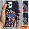 Maxcorners Fishing Patriotic USA Flag Honeycomb Tech Style Personalized Name Phone Case (10 Fish Species)