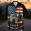 Maxcorners Retro Hot Rod Coupe USA Flag Aloha Shirt