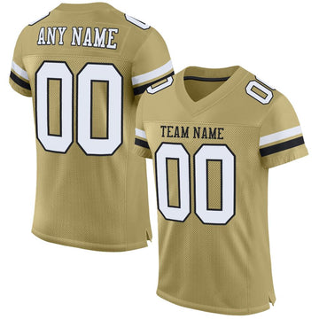 Maxcorners Custom Vegas Gold White-Black Mesh Authentic Football Jersey LM2605