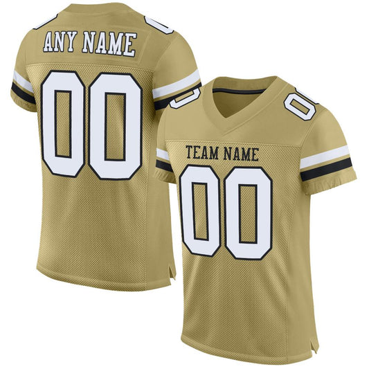 Maxcorners Custom Vegas Gold White-Black Mesh Authentic Football Jersey LM2605