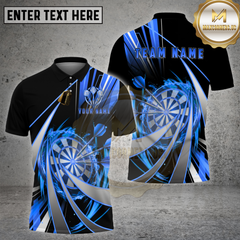Maxcorners Darts Shirt Electric Cyan Lightning Dartboard Multi Options Personalized Name, Team Name 3D Shirt