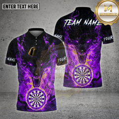 Maxcorners Darts Shirt Flaming Wolf Fire Chains Dartboard Multioptions Personalized Name, Team Name Unisex 3D Shirt (4 Colors)
