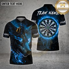 Maxcorners Darts Shirt Wolf Head Fire Eye Dartboard Multioptions Personalized Name, Team Name Unisex 3D Shirt (4 Colors)