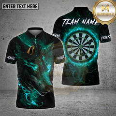 Maxcorners Darts Shirt Wolf Head Fire Eye Dartboard Multioptions Personalized Name, Team Name Unisex 3D Shirt (4 Colors)