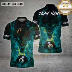 Maxcorners Billiard Shirt Wolf Fire Inferno 8 Ball Multioptions Personalized Name, Team Name Unisex 3D Shirt (4 Colors)