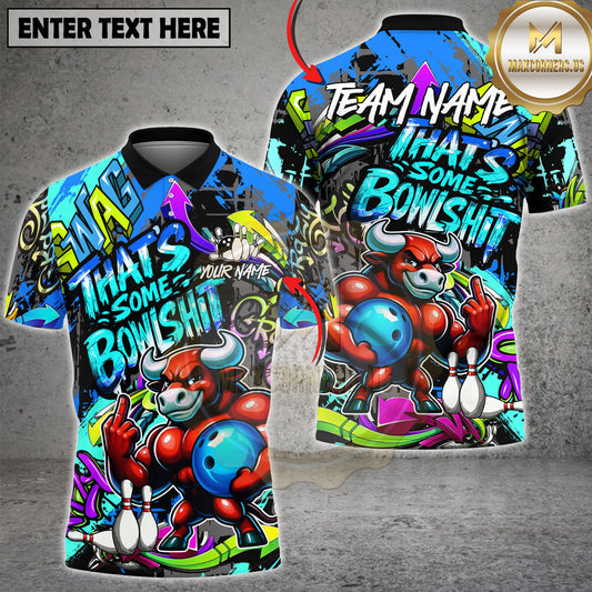 Maxcorners Thunder Bull Bowling Power Energy Multicolor Options Personalized Name, Team Name 3D Shirt (3 Colors)