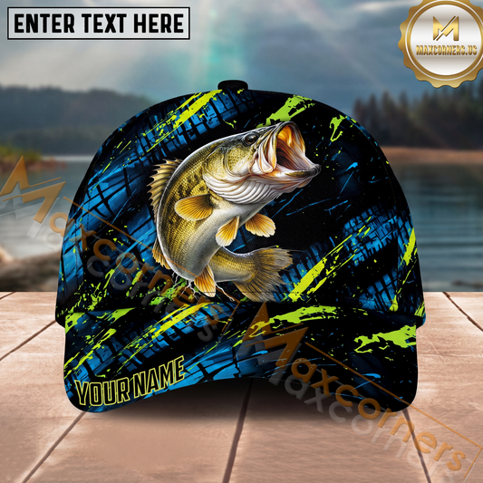 Maxcorners Fishing Neon Splash Angler Hat Personalized Name Classic 3D Cap (9 Breeds)
