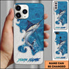 Maxcorners Fishing Ocean Blue Wave Scale Pattern Splash Personalized Name Phone Case (10 Fish Species)