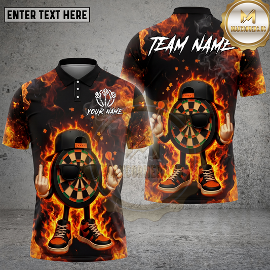Maxcorners Darts Fire Cartoon Cool Streetwear Style Multicolor Options Personalized Name, Team Name 3D Shirt (4 Colors)