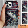 Maxcorners Fishing USA Flag Splash Patriotic Art Personalized Name Phone Case (10 Fish Species)