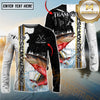 Maxcorners Chinook Fishing Split Grunge Splash Design Personalized Name, Team Name Long Sleeve Shirt (12 Fish Species)