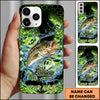 Maxcorners Fishing Neon Green Honeycomb Water Splash Personalized Name Phone Case (10 Fish Species)