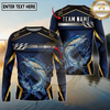 Maxcorners Fishing Black Gold Geometric Personalized Name, Team Name Long Sleeve Shirt (9 Breeds)