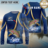 Maxcorners Fishing Sport Stripe Scale Pattern Personalized Name, Team Name Long Sleeve Shirt (9 Breeds)