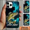 Maxcorners Vibrant Dark Ocean Design Custom Name Fishing Phone Case