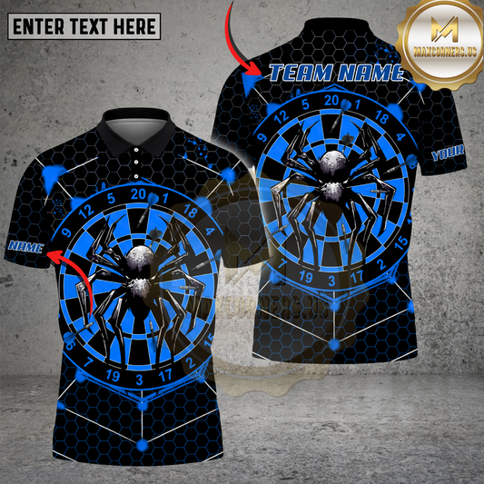 Maxcorners Darts Shirt Spider Dartboard Horror Style Multicolor Options Personalized Name, Team Name 3D Shirt (4 Colors)