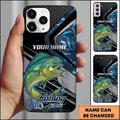 Maxcorners Mahimahi Fishing Blue Smoke Splash Tech Style Personalized Name Phone Case