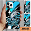 Maxcorners Fishing Blue Black Geometric Lightning Splash Personalized Name Phone Case (10 Fish Species)