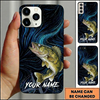 Maxcorners Deep Blue Swirl Compass Art Custom Name Fishing Phone Case