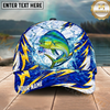 Maxcorners Fishing Lightning Splash Blue Pattern Personalized Name Classic 3D Cap (9 Breeds)