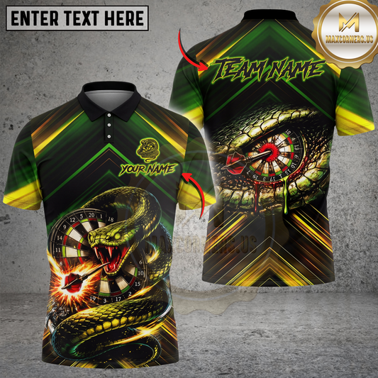Maxcorners Darts Shirt Snake Attack Dartboard Venom Strike Graphic Multicolor Options Personalized Name, Team Name 3D Shirt (4 Colors)