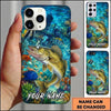 Maxcorners Fishing Vibrant Aqua Coral Reef Customized Name 3D Cap