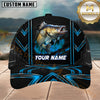 Maxcorners Fishing Neon Blue Geometric Black Mesh Customized Name 3D Cap