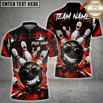 Maxcorners Bowling Skull Ball Strike Multi Options Personalized Name, Team Name 3D Shirt