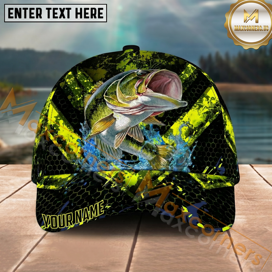 Maxcorners Fishing Neon Splash Personalized Name Classic 3D Cap (9 Breeds)