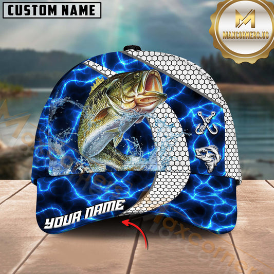 Maxcorners Fishing Electric Water Hexagon Personalized Classic Cap (12 Fish Species)