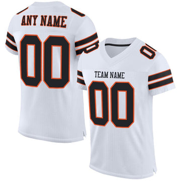 Maxcorners Custom White Black-Orange Mesh Authentic Football Jersey LM2605
