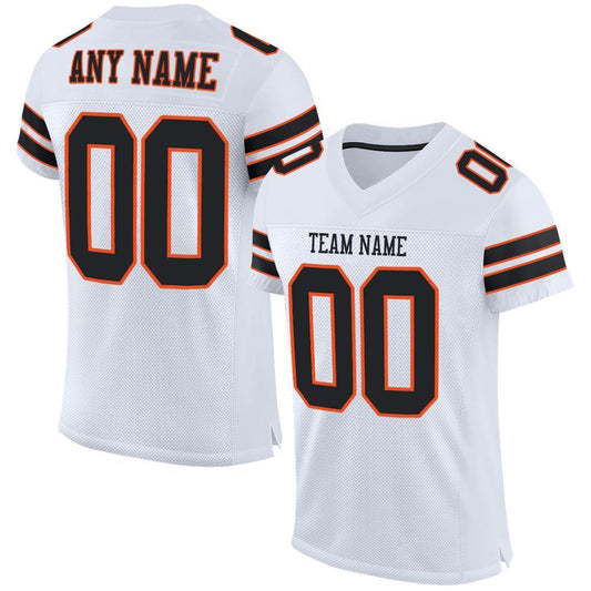 Maxcorners Custom White Black-Orange Mesh Authentic Football Jersey LM2605