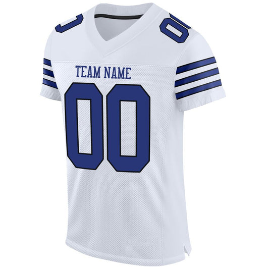Maxcorners Custom White Royal-Black Mesh Authentic Football Jersey LM2605