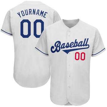 Maxcorners Custom White Royal-Red Authentic Baseball Jersey LM2605